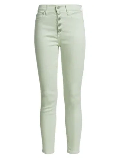 Alice And Olivia Good High-rise Exposed Button Skinny Jeans In Mint