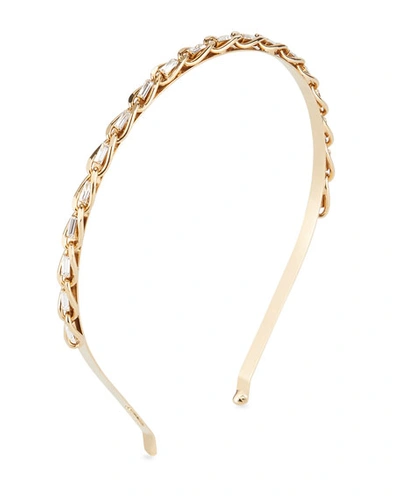 Rosantica Slim Curb Chain Headband W/ Crystal Trim In Gold