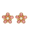 Ben-amun Flower Opal Crystal Clip-on Earrings In Pink