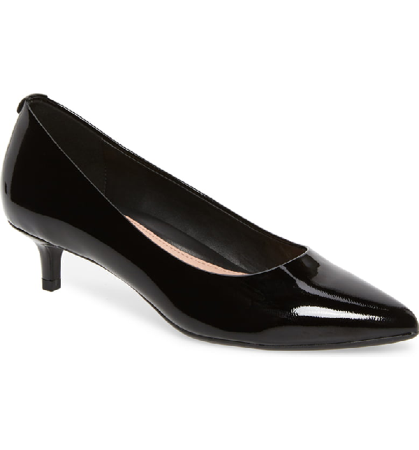 Taryn Rose Naomi Kitten Heel Patent Comfort Pumps In Black Patent