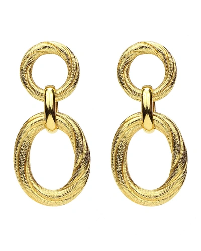 Ben-amun Textured Hoop Post & Oval Drop Earrings In Gold