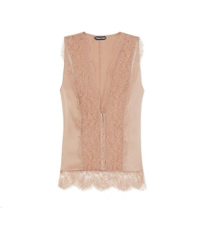 Tom Ford Stretch Charmeuse Lace-front Camisole