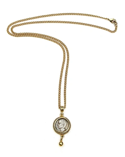 Ben-amun Two-tone Coin Pendant Necklace In Gold