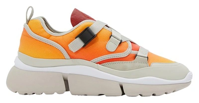 Chloé Sonnie Low-top Ombre Leather Sneakers In Yellow Red