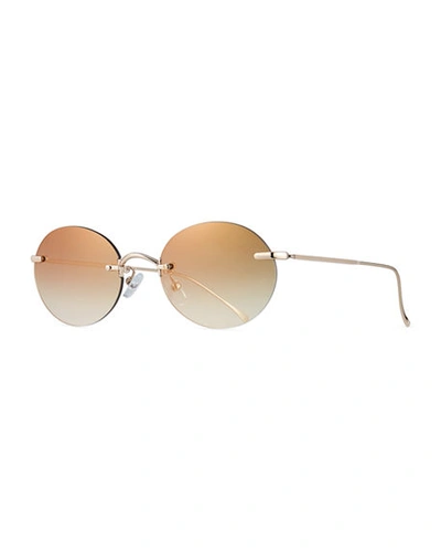 Illesteva Nicotera Rimless Round Sunglasses In Gold