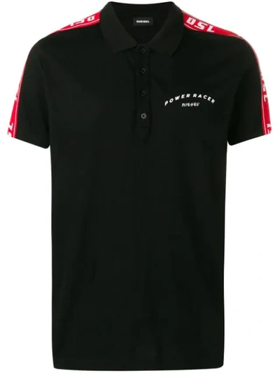 Diesel Men's Gorou Logo-trim Polo Shirt In Black