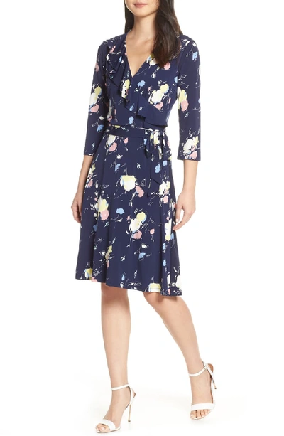 Leota Felicity Perfect Printed Jersey Wrap Dress In Fleur Nouveau