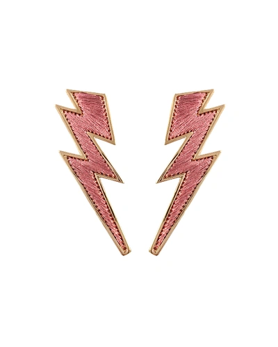 Mignonne Gavigan Lightning Bolt Thread Earrings In Blush