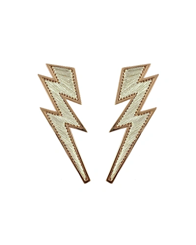 Mignonne Gavigan Lightning Bolt Thread Earrings In Gray/pink
