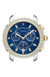 Michele 38mm Sidney Diamond Chronograph Watch Head, Blue/two-tone In Gold/ Silver/ Deep Blue Mop