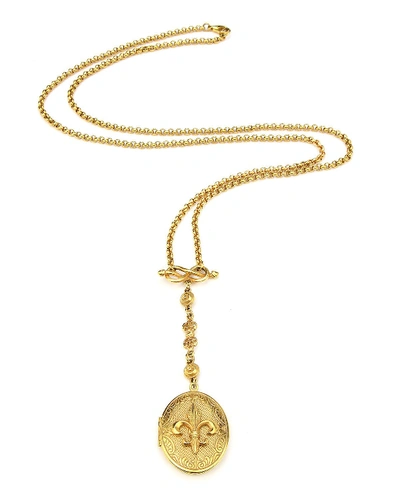 Ben-amun Fleur-de-lis Long Locket Necklace In Gold