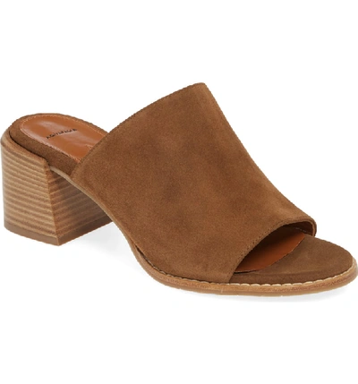 Aquatalia Jane Suede Block-heel Mule Sandals In Light Brown