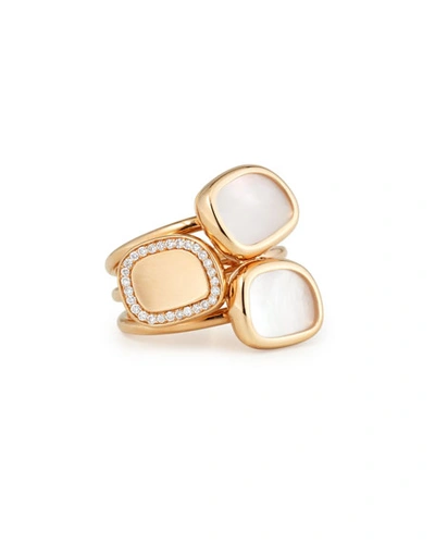 Roberto Coin 18k Rose Mother-of-pearl & Diamond Stacked Ring