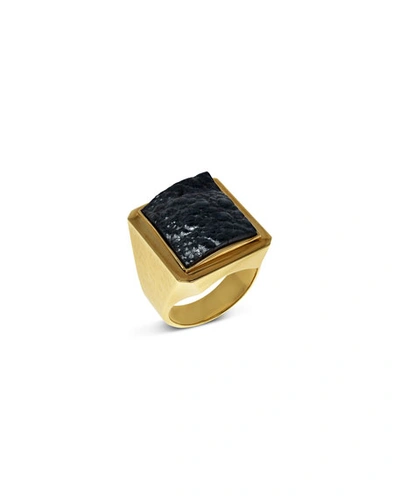 Jorge Adeler Men's Hematite 18k Gold Ring In Yellow Gold