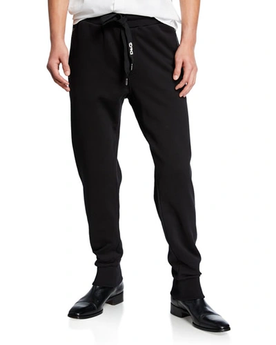 Dolce & Gabbana Men's Solid Cotton Sweatpants In Black