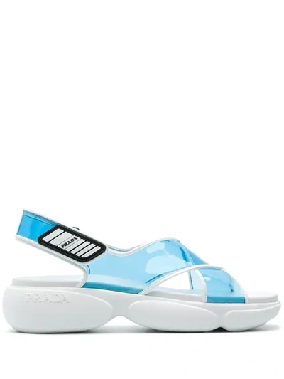 Prada Sport Plexi Grip Sandals In Blue