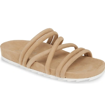 Jslides Tess Strappy Slide Sandal In Sand Nubuck Leather