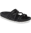 Jslides Tess Strappy Slide Sandal In Black Leather