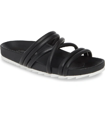 Jslides Tess Strappy Slide Sandal In Black Leather