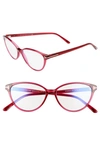 Tom Ford 53mm Cat Eye Blue Light Blocking Optical Glasses In Fuchsia