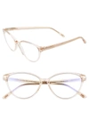 Tom Ford 53mm Cat Eye Blue Light Blocking Optical Glasses In Light Pink