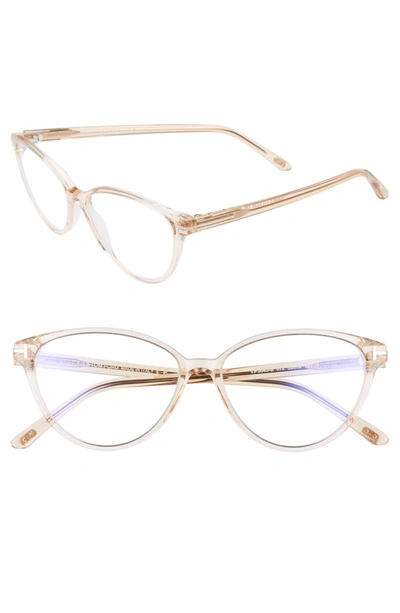 Tom Ford 53mm Cat Eye Blue Light Blocking Optical Glasses In Light Pink