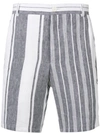 Thom Browne Slim-fit Striped Linen Shorts In Blue