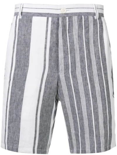 Thom Browne Slim-fit Striped Linen Shorts In Blue