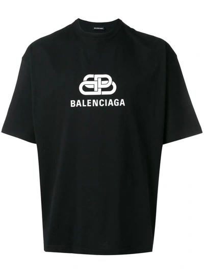 Balenciaga Washed Logo-print Cotton T-shirt In Black
