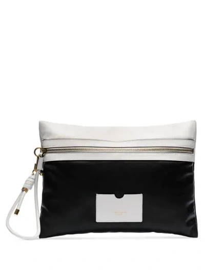 Givenchy Black And White Tag Xl Leather Clutch Bag In 116 - Black/white