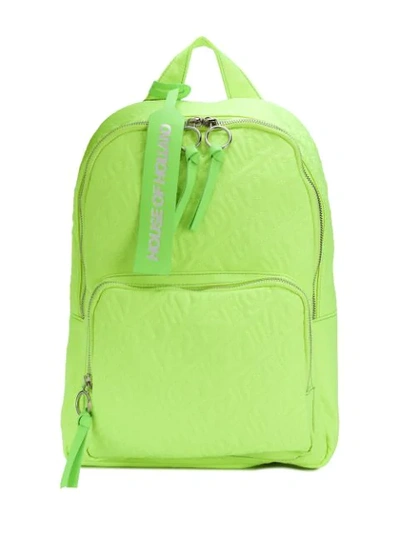 House Of Holland Embroidered Logo Backpack In Green