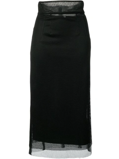 Dolce & Gabbana Mesh Panel Pencil Skirt In Black