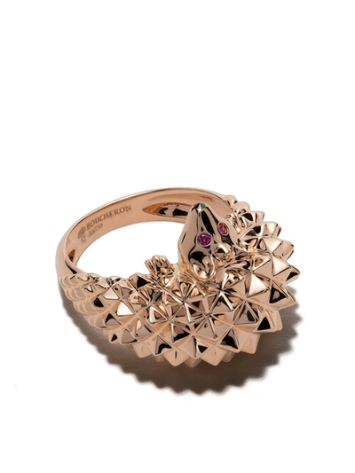 Boucheron 18kt Rose Gold Hans, The Hedgehog Diamond And Ruby Ring In Pg