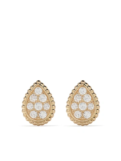 Boucheron 18kt Yellow Gold Serpent Bohème Diamond S Motif Stud Earrings In Yg