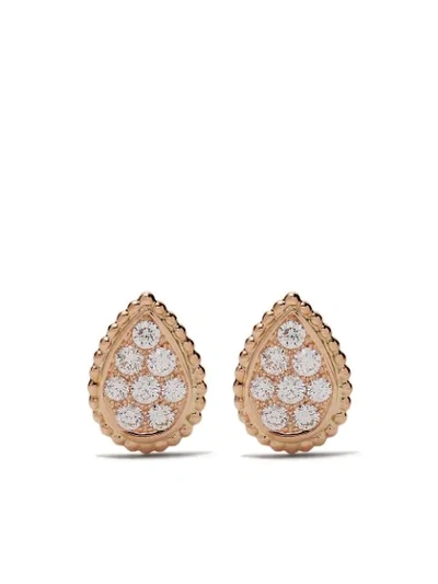 Boucheron 18kt Rose Gold Serpent Bohème Diamond S Motif Stud Earrings In Pg