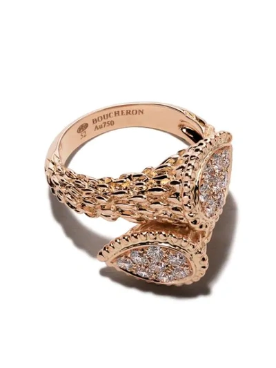 Boucheron 18kt Rose Gold Diamond Serpent Bohème Toi Et Moi Motif S Ring In Pg