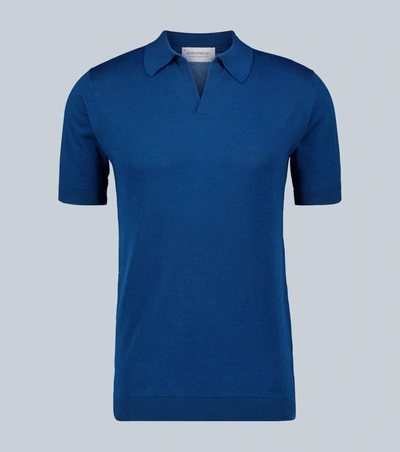 John Smedley Noah Sea Island Cotton Polo Shirt In Blue