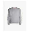 Moschino Branded-tape Cotton-jersey Sweatshirt In Medium Grey Melange