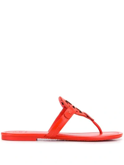 Tory Burch Logo Sandals In Red