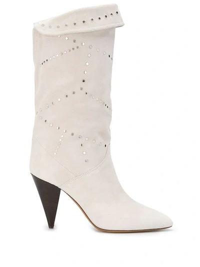 Isabel Marant Studded Tall Boots In White