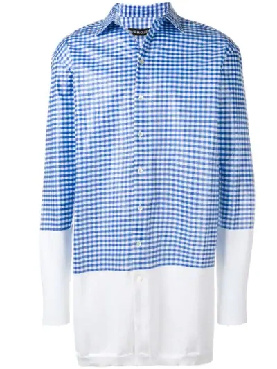 Y/project Oversized Stripe Panel Shirt In Blue
