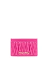 Miu Miu Leather Credit Card Holder In Pink