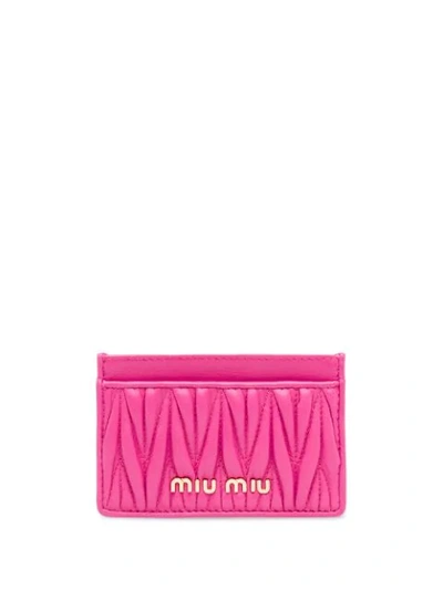 Miu Miu Leather Credit Card Holder In Pink