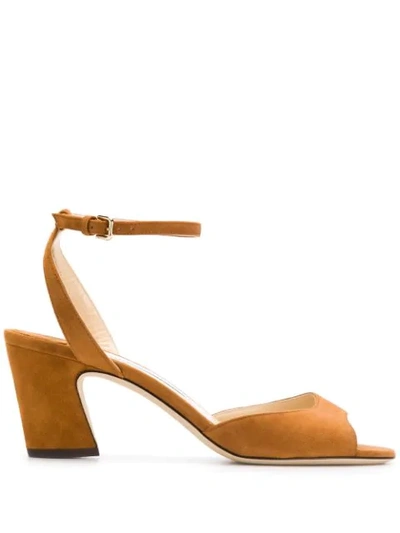 Jimmy Choo Miranda 65 Cuoio Suede Block Heel Sandal In Brown