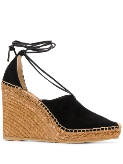 Jimmy Choo Dulcet 110 Black Suede And Nappa Espadrille Wedge