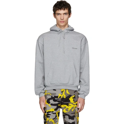 Balenciaga Men's Small Logo Pullover Hoodie In Grey