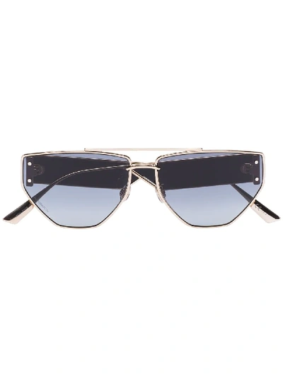 Dior Eyewear Gold Tone Metal Angled Sunglasses - Black