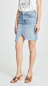 Mother The Tomcat Slide Mini High-waist Frayed Denim Skirt In The Problem With Miracles