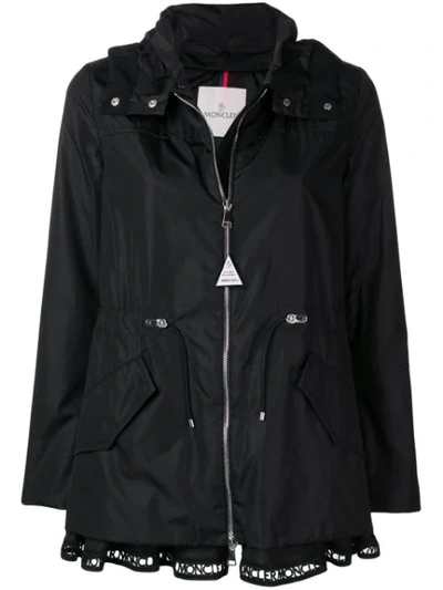 Moncler Loty Logo-trim Peplum Rain Jacket In Black