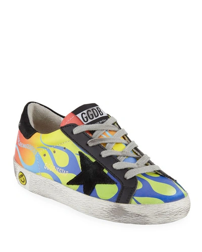 Golden Goose Kids' Superstar Leather Flames Low-top Sneakers, Baby/toddler In Multi Pattern